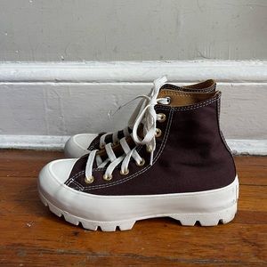 brown high top converse platform♡